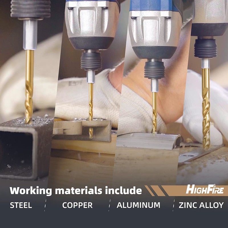 HIGHFIRE 10 Pieces Hex Shank Drill Bit Set for Impact