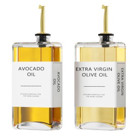 Kitchen Oil Dispenser, Cooking Oil Dispenser Set, Oil and Vinegar Bottles, Olive Oil Bottle, Soy Sauce Dispenser - 2 Pieces, Gold