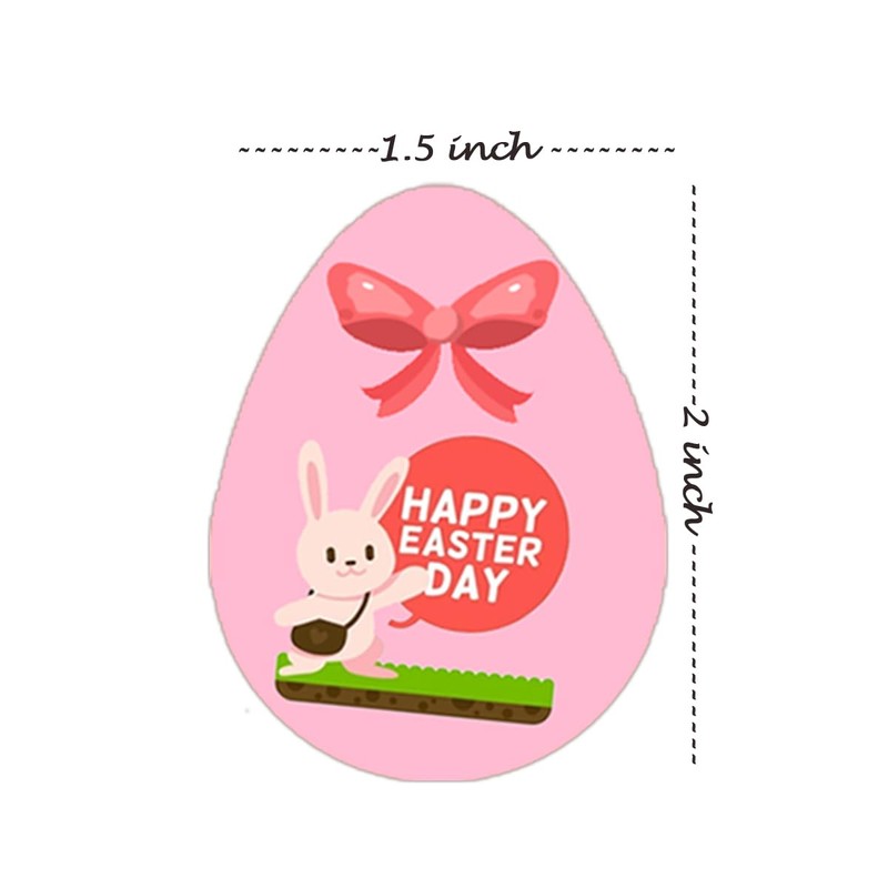 1.5x2 Inch Easter Egg Stickers Bunny Labels Flowers Mixed Designs