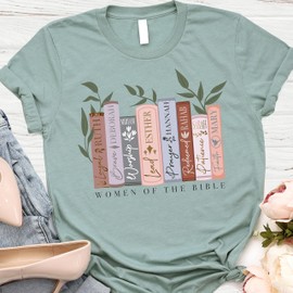 Love in Faith | Women of The Bible Short Sleeve | Christian T-Shirts for Women | Faith-Based Apparel | Christian Gifts (US, Alpha, X-Large, Regular, Regular, Heather Sage)