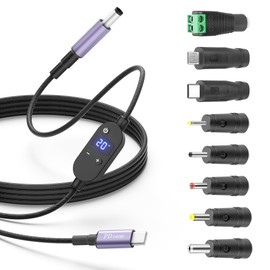 Universal USB C to DC Adapter 140W Barrel PD Trigger Cable with 8 Tips
