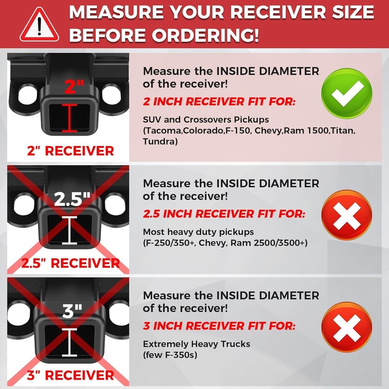 Adjustable Trailer Hitch, 2 Inch Receiver Hitch, 6 Inch Drop