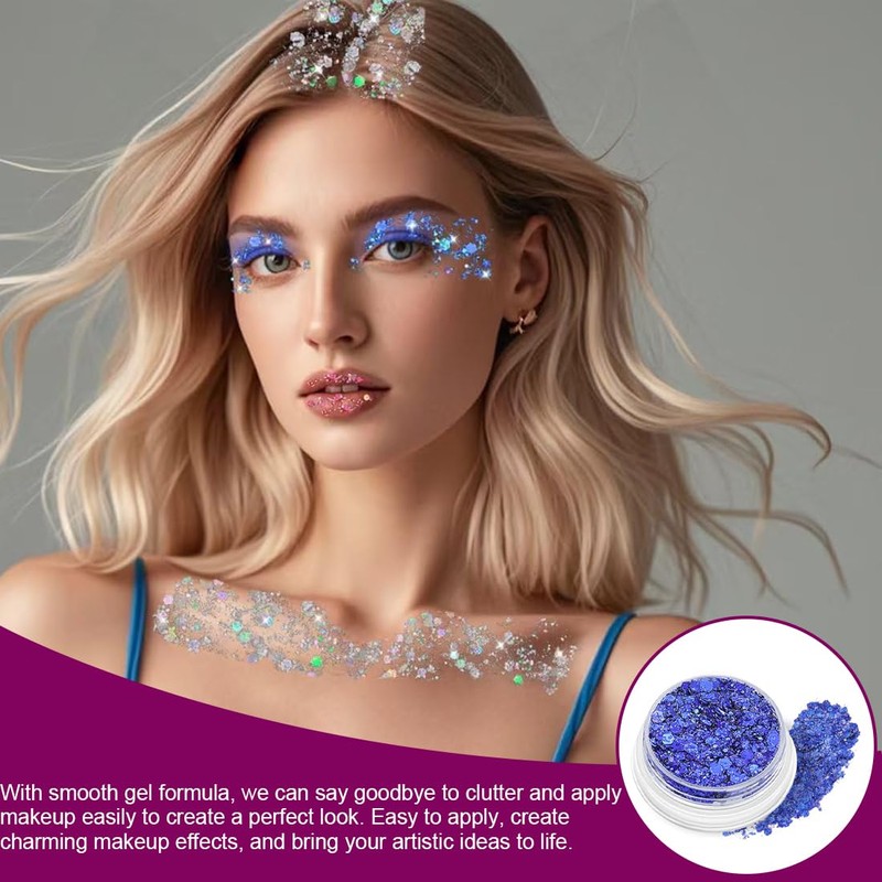 KEQAR 4 Kartons Holographisches Face, Body & Hair Glitter, Kommt