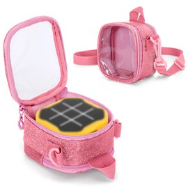 LoDrid Travel Case Compatible with GiiKER Tic Tac Toe Bolt Handheld Puzzle Game Console, Portable Bag with Handle and Shoulder Strap for Accessories, Pink, Bag Only