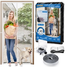 Heavy Duty Door Screen Magnetic Closure, LOVIGA Thickened Fiberglass Screen Door Mesh, Self Sealing, Tear Resistant, Easy Assemble, Fine Mesh Keep Bugs Out Fit Door Size 36 Inch X 82 Inch White
