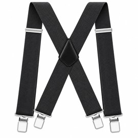 Men’s Adjustable Work Suspenders – 2-Inch Wide Elastic Straps with X-Back Design and Metal Clips for Daily Wear