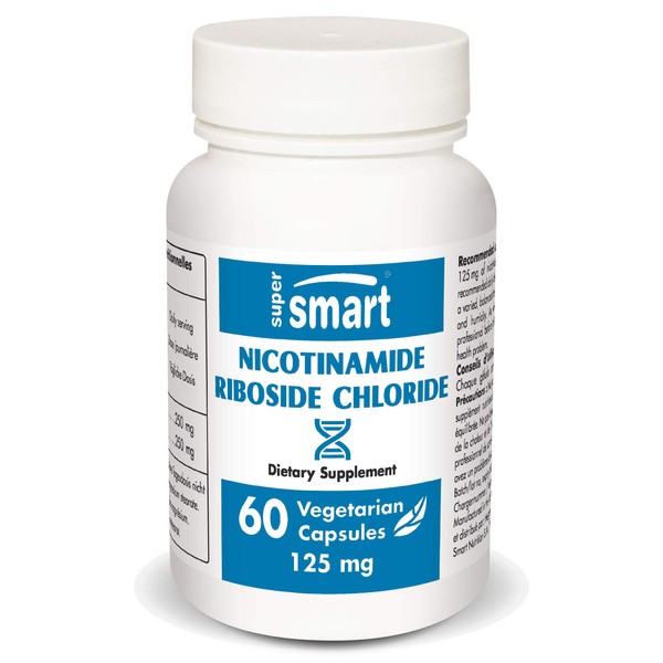Supersmart - Nicotinamide Riboside 125 mg - Helps Increase NAD+ Levels - Helps Improve Cognitive Function & Lower Cholesterol Levels | GMO Free - 60 Vegetarian Capsules