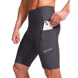 Biking Shorts for Men 3D Padded Bicycle Cycling Underwear Road Bike Biker Mountain Riding Cycle UPF 50+ Shorts Zipper Pockets?Dark Grey Medium