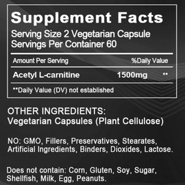 Acetyle L-Carnitine 1000mg 240Capsules Energy Production Supplement High Potency