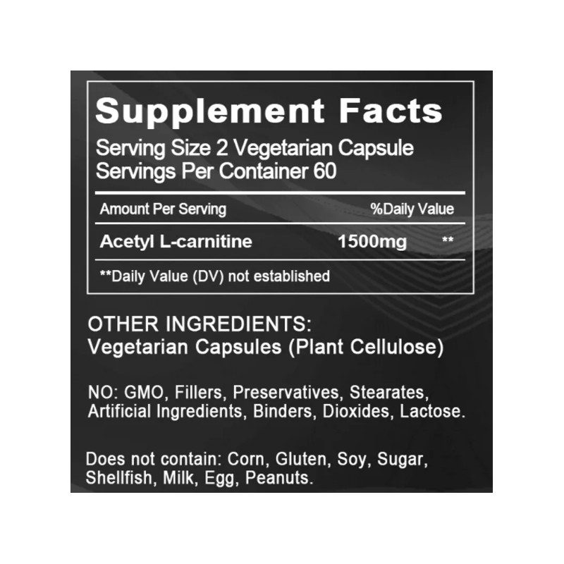 Acetyle L-Carnitine 1000mg 240Capsules Energy Production Supplement High Potency