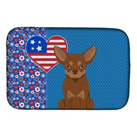 Caroline's Treasures WDK5177DDM Chocolate and Tan Chihuahua USA American Dish Drying Mat Absorbent Dish Drying Mat Pad for Kitchen Counter Dish Drainer Mat for Countertop, 14 x 21", Multicolor