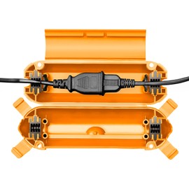 WELKIN 1-Pack Outdoor Extension Cord Cover, Water-Resistant Electrical Connection Box, Fits AWG12-18 Cords, Protects Outdoor Outlets, Plugs, Sockets, Holiday String Lights, Power Tools (Orange)