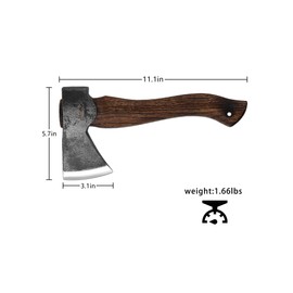 Camping Axe and Hatchet -11" Forged Carving Axe with Leather Sheath, Bushcraft Hatchet Small Axe Survival Hatchets for Woodworking