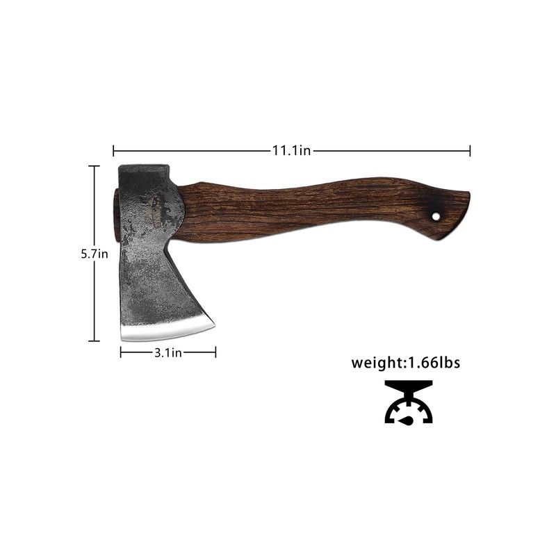 Camping Axe and Hatchet -11" Forged Carving Axe with Leather