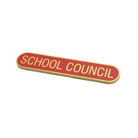 School Council Metal Bar Badges, Pack of 6, Blue, Red and Green, 2.5 cm (Red)