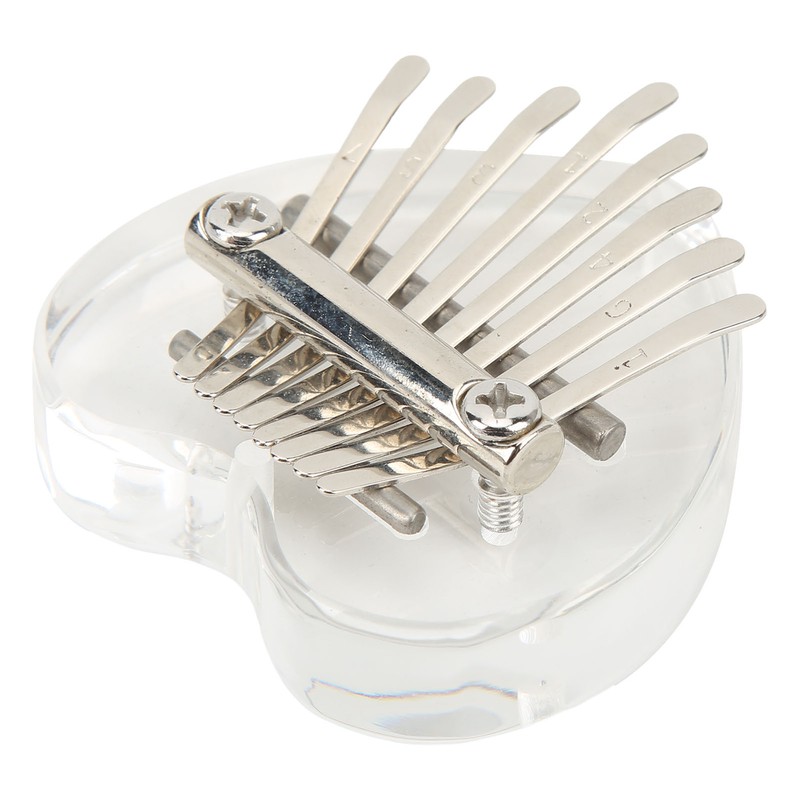 Heart Shaped Thumb Piano Mini Portable Transparent Crystal 8 Keys