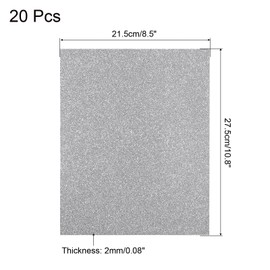 MECCANIXITY EVA Foam Sheets Glitter Silver Tone 10.8 x 8.5 Inch 2mm Thick Crafts Foam 20Pcs
