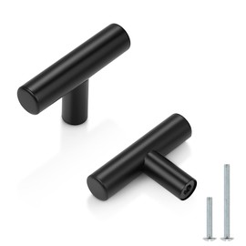 Probrico 30 Pack| 2 inch Black Cabinet Handles Single Hole Black Cabinet Knobs Drawer Pulls Stainless Steel, Modern Kitchen Cabinet Knob Dresser Drawer Pull, Round T bar Handles Furniture Hardware