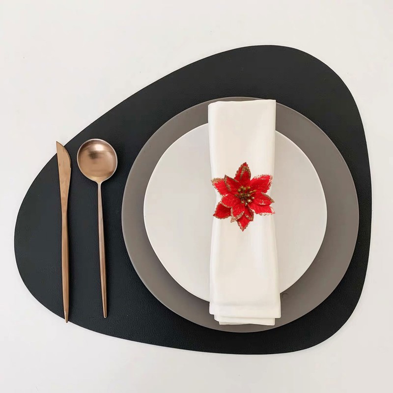 6PCS Napkin Set Red Elegant Christmas Flower Napkin for Birthday