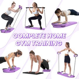 Portable Pilates Reformer Board, Professional Foldable Multi-Purpose Pilates Board for Full Body Workout, Home Pilates Training Equipment Sliding Board, ‌Lavender Purple