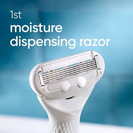 Gillette Venus Radiant Skin - Maquinilla de afeitar hidratante para mujer para piel seca y sensible con dispensador hidratante Olay, 1 suero y 1 recam