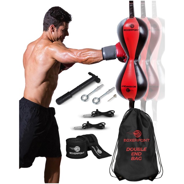Boxerpoint Boxing Double-End Punching Bag - Durable PU Leather, Mexican