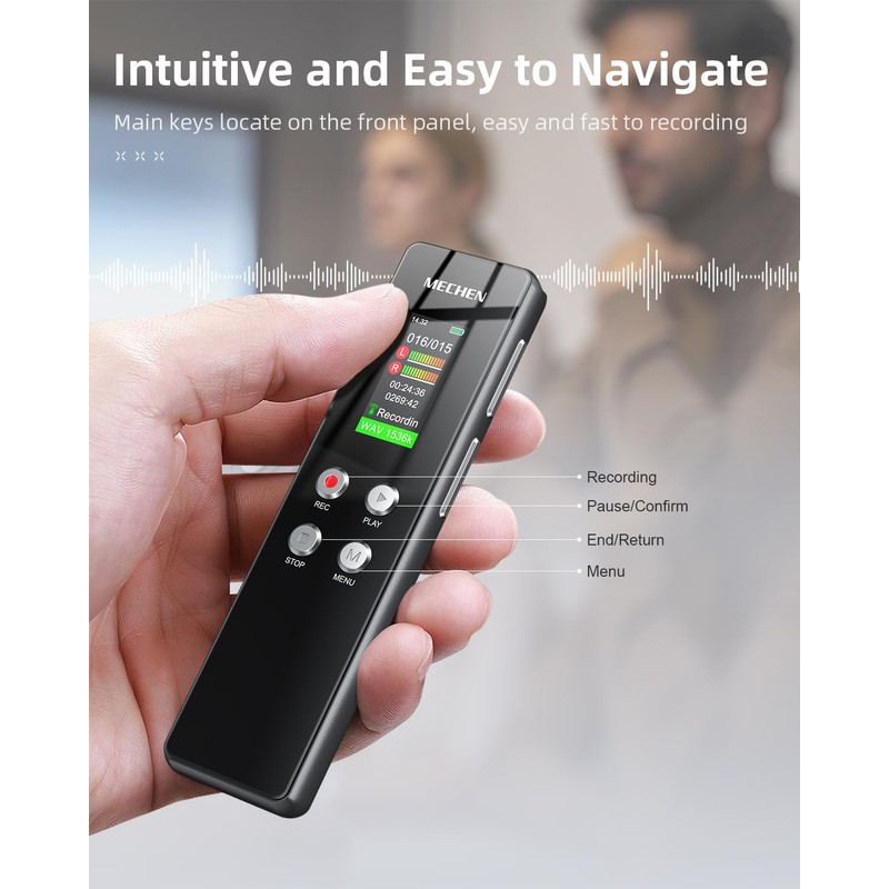 128GB Digital Voice Recorder for Lectures Meetings - MECHEN 1536Kbps