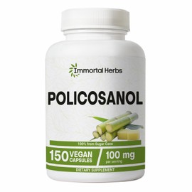 Immortal Herbs Policosanol 100mg Capsules, Derived from Sugar Cane, 150 Pills, Non-GMO and Gluten-Free Policosanol Supplement for Women and Men