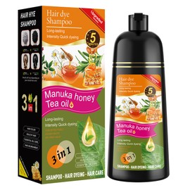 XYZCREATIVE Black Hair Dye Shampoo 3 in 1 for Women & Men 100% Gray Hair Coverage - Herbal Ingredients Natural Plant Hair Color - Hair Dye in Minutes 500ML