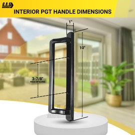 PGT 10" Sliding Door Interior Handle Kit with Thumb Latch Lever and Screws | Interior Replacement Patio Door Handle with 3-7/8" Hole Spacing | Fix Repair PGT Door Hardware - Black