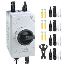 ZJWZJH 32Amp Solar Disconnect Switch DC1500V Black Isolator Solar Switch with Waterproof IP66 Enclosure for Rooftop Solar Systems, RVs and Boat