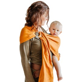 Shabany® Ring Sling - 100% Organic Cotton - Baby Carrier for Newborn and Toddler up to 33Ib (Orange)