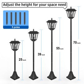 AGOTD 2Pack Solar Lamp Post Lights, Outdoor Solar Pole Light Waterproof 70" Tall Floor Street Lights Outside Garden Front/Back Door Yard Patio Decoraion, Warm White