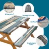 Picnic Table Cover with Bench Covers,Farmhouse Wood Waterproof Windproof Outdoor
