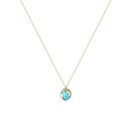 Elli Women's Necklace with World Globe Synthetic Howlite Pendant in 925 Sterling Silver, Turquoise
