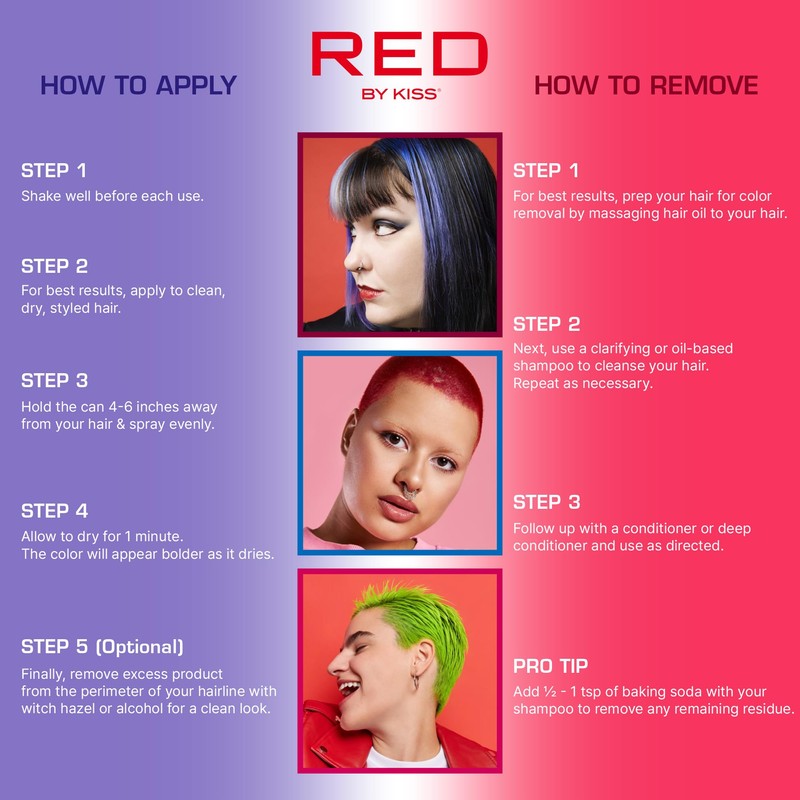 Red by Kiss Tintation Temporary Hair Color Spray 2.82oz, Quick-Dry