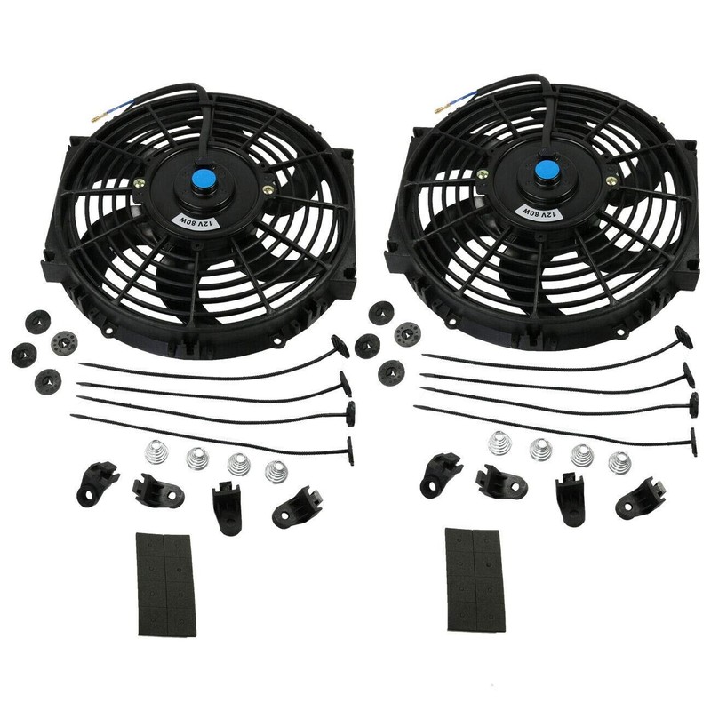12V Universal 2X 10 inch Slim Fan Push Pull Electric