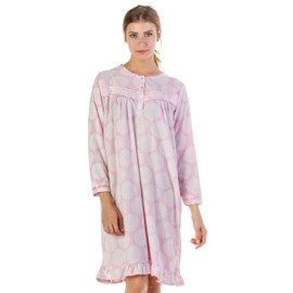 Casual Nights Women's Long Sleeve Printed Micro Fleece Nightgown - Light Pink - Large