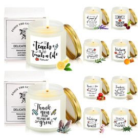 Lounsweer 10 Pcs Teacher Appreciation Gifts Candles Bulk 3.5 oz Best Teacher Soy Wax Jar Inspirational Candles May You Be Proud of the Work Thank You Gift for Coworker Employee School Office Supplies
