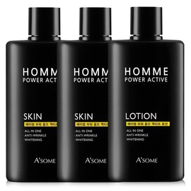 Asome men's cosmetics men's skin lotion set, 2 active skins, 1 lotion / 에이썸 남성화장품 남성 스킨로션세트 액티브 스킨2개 로션1개