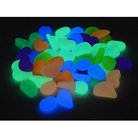 BUSDUGA - Luminous stones, glow-in-the-dark pebbles - indoor/outdoor (colourful 400 g)