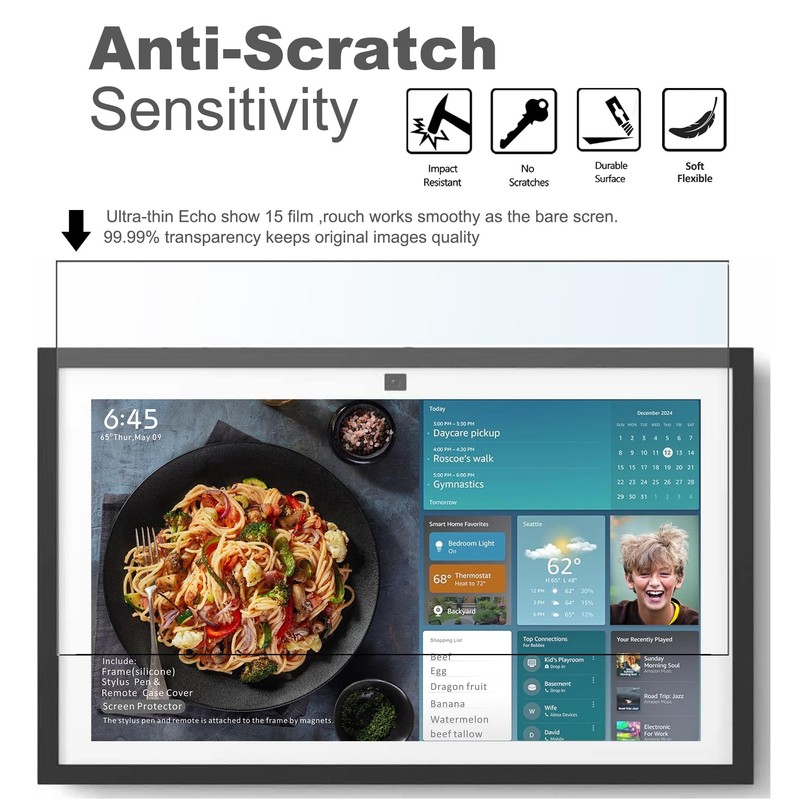 White Marble Frame with Magnet for Echo Show 15, Screen