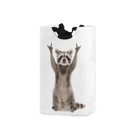 Tarity Funny Rock Raccoon Laundry Hamper 52L Large Laundry Baskets Oxford Collapsible Dirty Clothes Tote Storage Bag with Handles Foldable Washing Basket Bin for Bedroom Bathroom Closet, One size