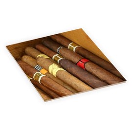 Image of Cigar Mix in Humidor Box Image Design - 6 Inch Square Decorative Ceramic Tile (Art) for Wall or Decor