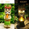 MIBUNG 13" Tall Solar Torch Tiki Garden Statue, Resin Large
