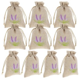 iplusmile 10pcs Lavender Sachet Bags Linen Drawer Sachet Bags Empty Refillable Small Drawstring Sachet Bags for Lavender Spice Jewelry, Wedding Home Car Decorations