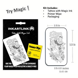 INKARTLINK Semi Permanent Tattoo, Temporary Tattoo, party tattoo, beautiful and realistic design, fun tattoo experience, cruelty-free, non-reflective, waterproof (Magic Cards)