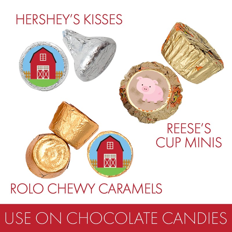 Barnyard Farm Animal Birthday Party Favor Chocolate Kisses Candy Stickers