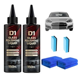 2Pcs Bianca Glass Polishing Liquid D1, Bomini Car Glass Polishing, Auto Compound Windshield Cleaner, Waterspot Oil Film Remover, Anti-Fog Hydrophobic Coating Spray with Sponge, Scratches, Oil Film