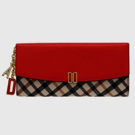 Daks (신세계센텀점)DCWA3F401R2 VICTORIA 레드 체크배색 DD로고 3단 장지갑 (Shinsegae Centum City) DCWA3F401R2 VICTORIA Red Check Color Block DD Logo 3-Fold Long Wallet